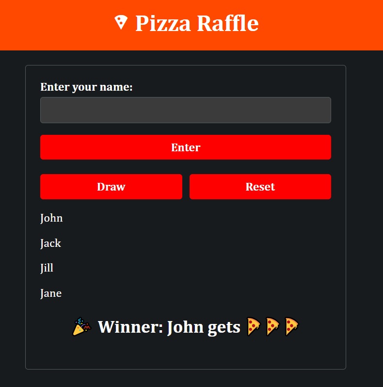 Pizza Raffle